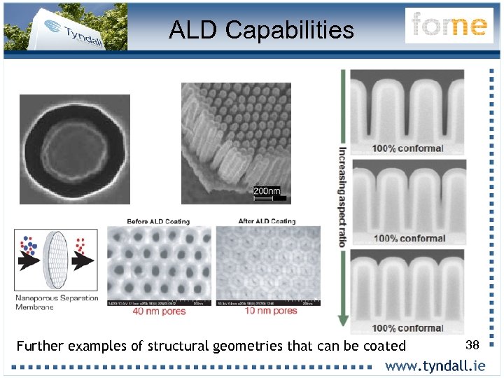 ALD Capabilities Further examples of structural geometries that can be coated 38 