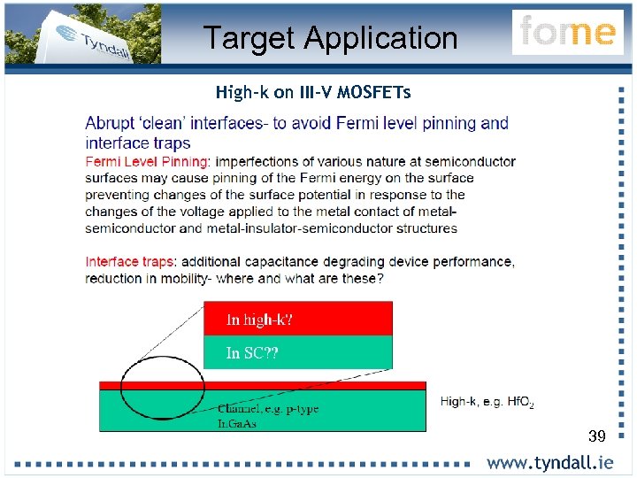 Target Application High-k on III-V MOSFETs 39 