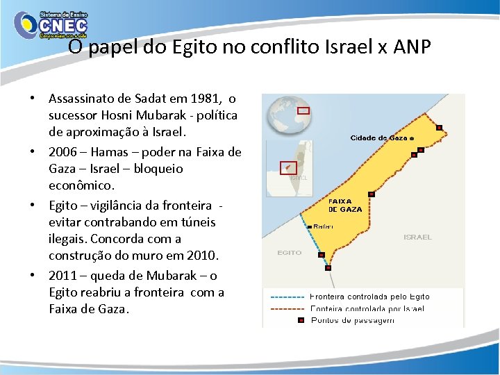 O papel do Egito no conflito Israel x ANP • Assassinato de Sadat em
