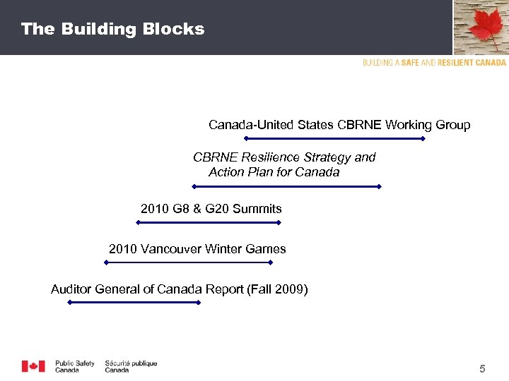 The Building Blocks Canada United States CBRNE Working Group CBRNE Resilience Strategy and Action