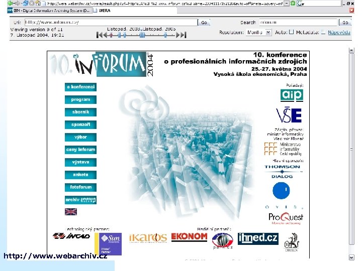 WERA - http: //www. webarchiv. cz ukázka 