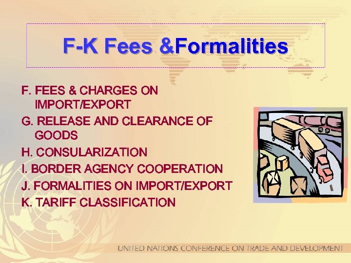 F-K Fees &Formalities F. FEES & CHARGES ON IMPORT/EXPORT G. RELEASE AND CLEARANCE OF