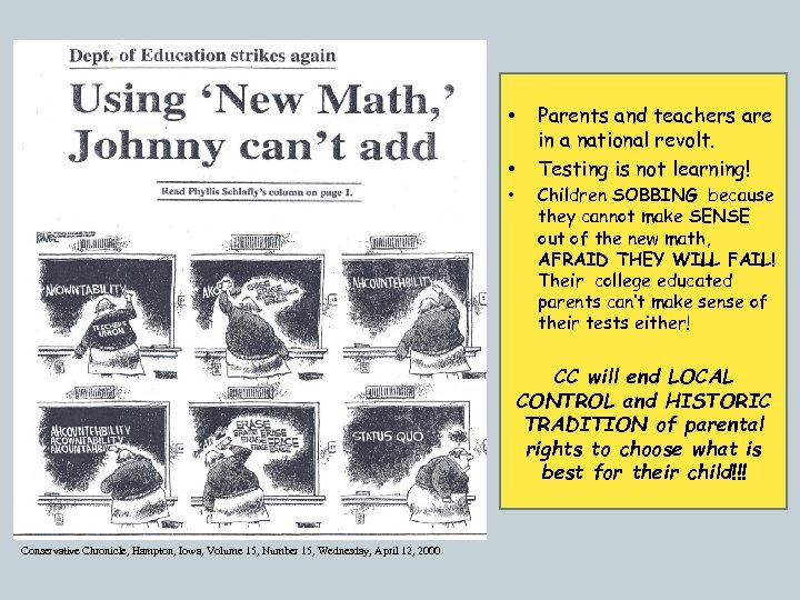  • • • Parents and teachers are in a national revolt. Testing is