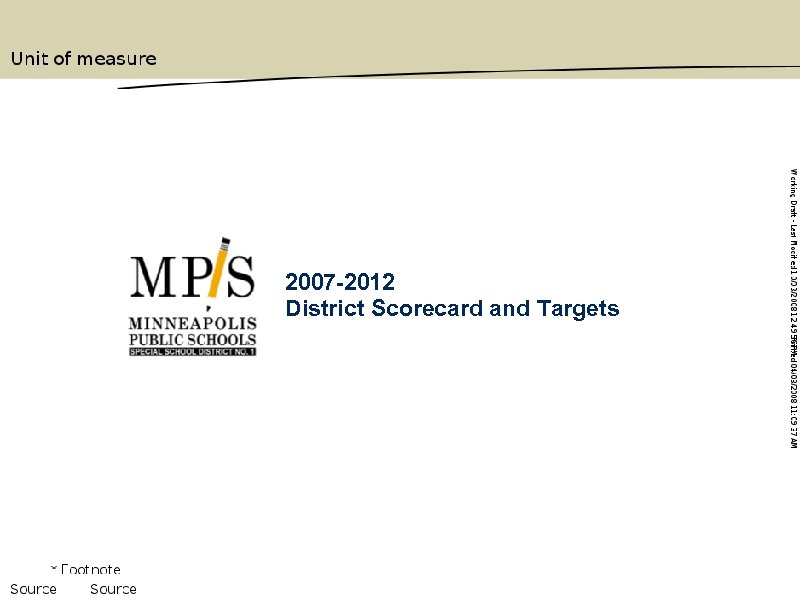 2007 -2012 District Scorecard and Targets 