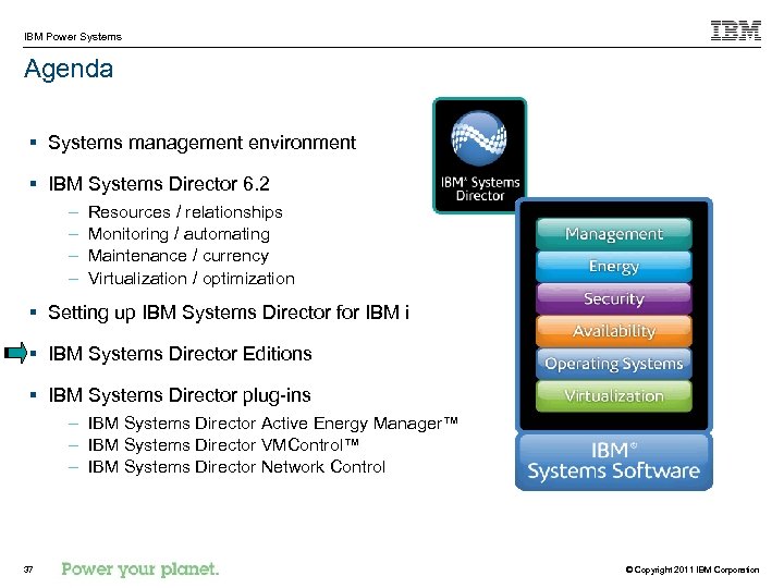 IBM Power Systems Agenda § Systems management environment § IBM Systems Director 6. 2