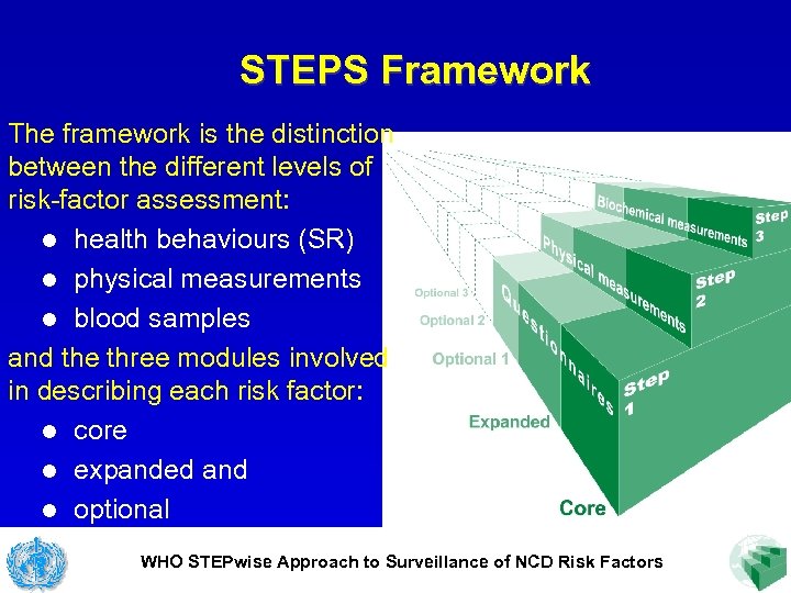 STEPS Framework The framework is the distinction between the different levels of risk-factor assessment: