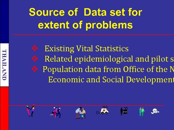 Source of Data set for extent of problems THAILAND v Existing Vital Statistics v