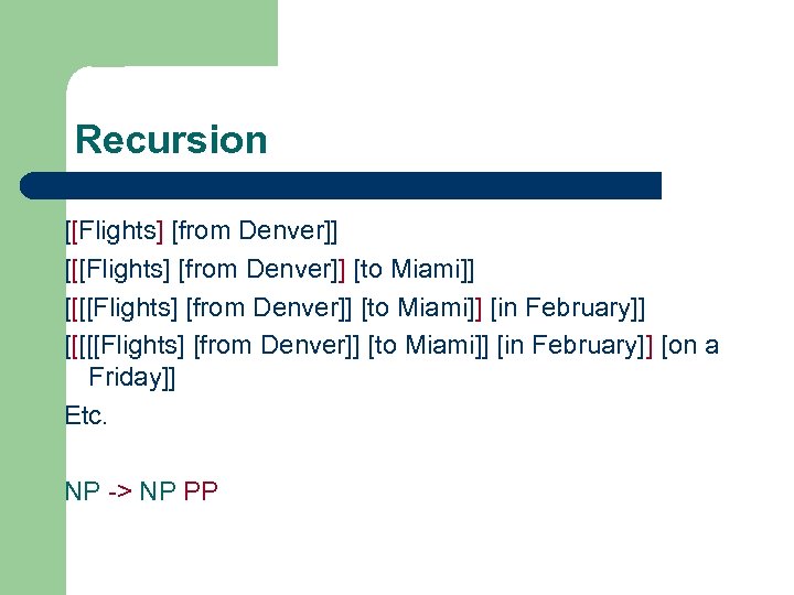 Recursion [[Flights] [from Denver]] [to Miami]] [[[[Flights] [from Denver]] [to Miami]] [in February]] [on