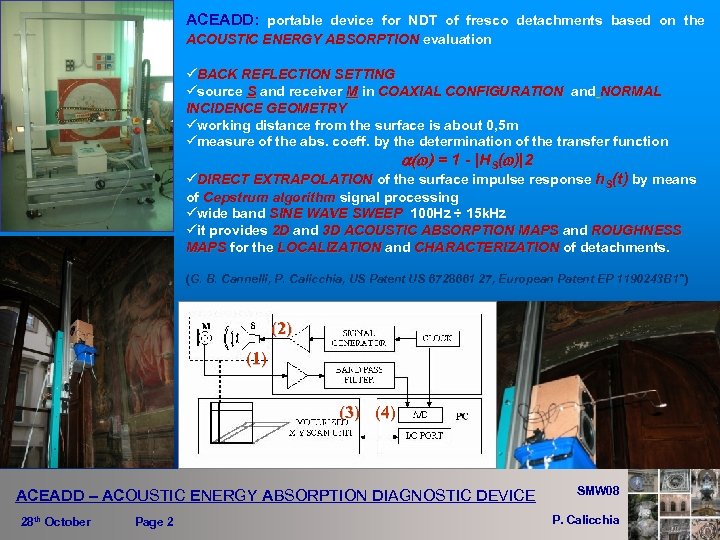 ACEADD: portable device for NDT of fresco detachments based on the ACOUSTIC ENERGY ABSORPTION