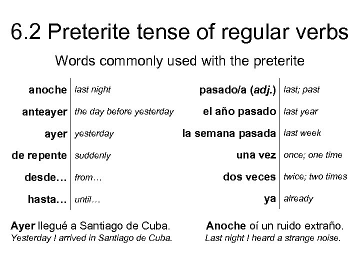 6 2 Preterite tense of regular verbs ANTE