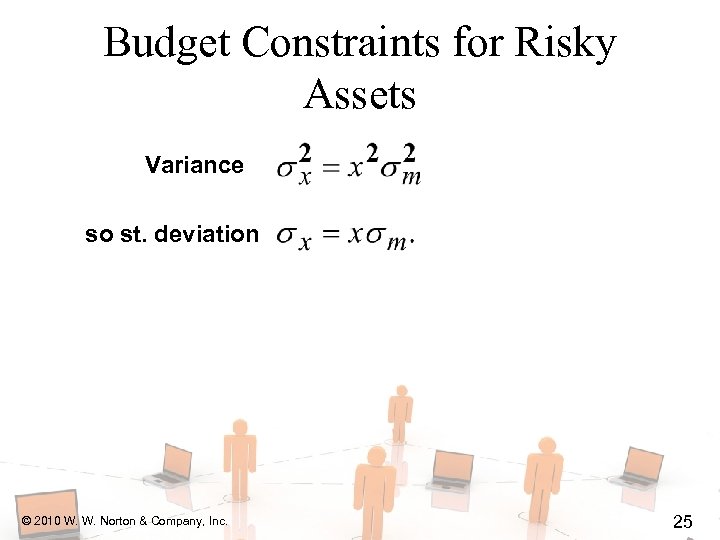 Budget Constraints for Risky Assets Variance so st. deviation © 2010 W. W. Norton