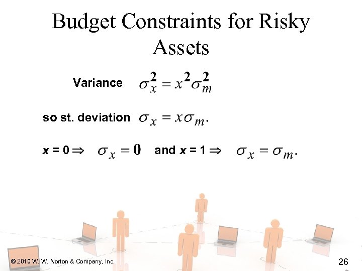 Budget Constraints for Risky Assets Variance so st. deviation x=0 © 2010 W. W.
