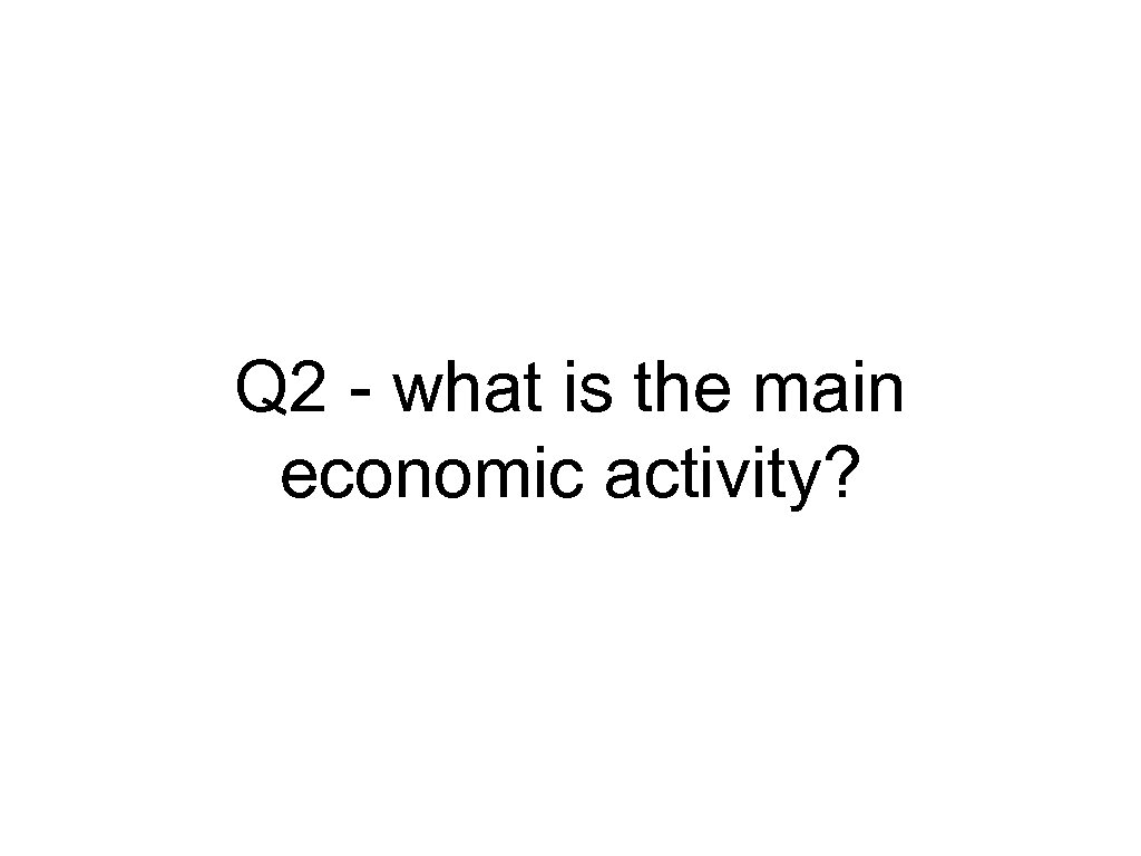 Q 2 - what is the main economic activity? 