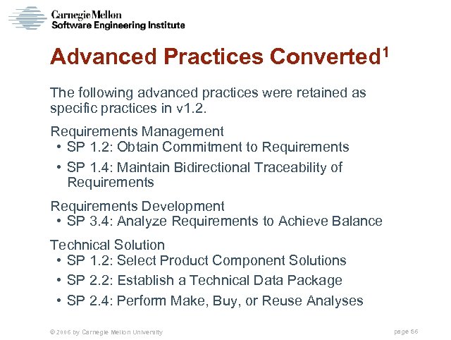 Advanced Practices Converted 1 The following advanced practices were retained as specific practices in