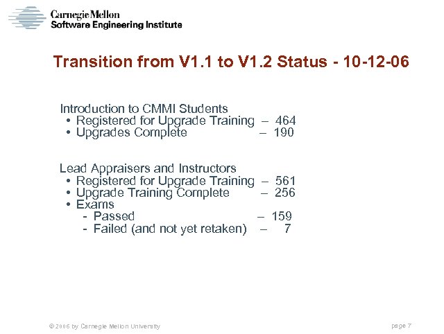 Transition from V 1. 1 to V 1. 2 Status - 10 -12 -06