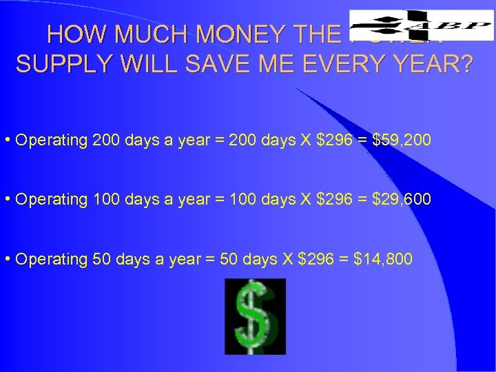 HOW MUCH MONEY THE POWER SUPPLY WILL SAVE ME EVERY YEAR? • Operating 200
