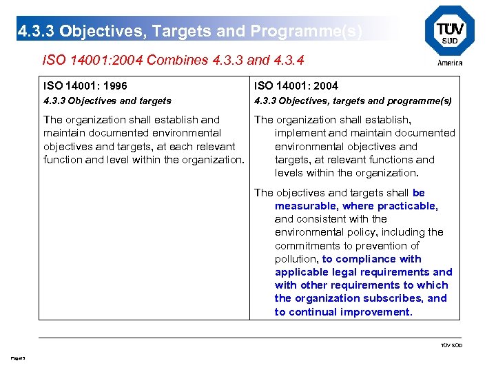 4. 3. 3 Objectives, Targets and Programme(s) ISO 14001: 2004 Combines 4. 3. 3