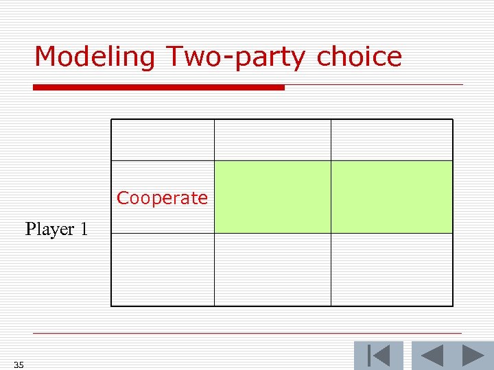 Modeling Two-party choice Cooperate Player 1 35 