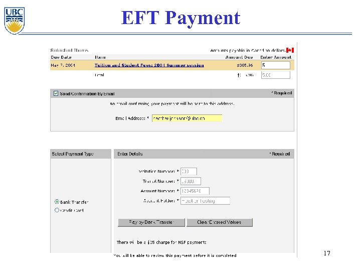 EFT Payment 17 