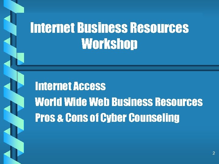 Internet Business Resources Workshop Internet Access World Wide Web Business Resources Pros & Cons
