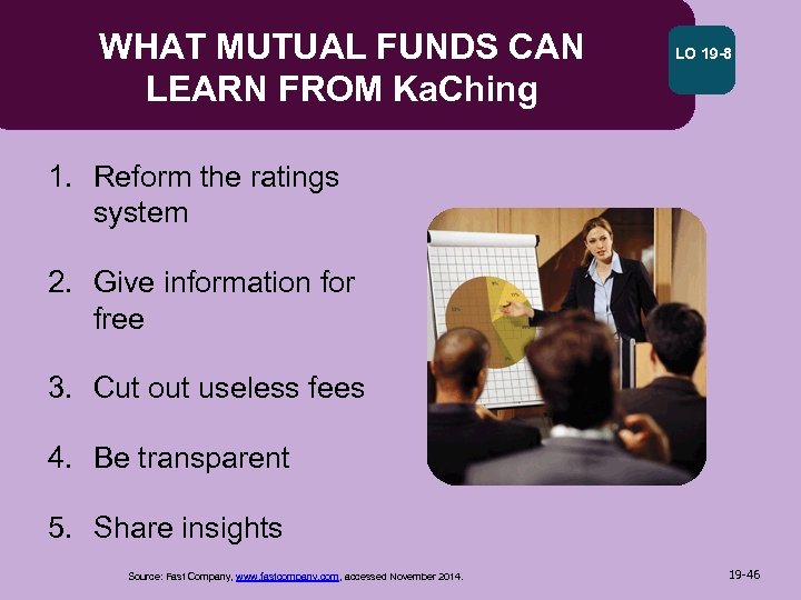 WHAT MUTUAL FUNDS CAN LEARN FROM Ka. Ching LO 19 -8 1. Reform the