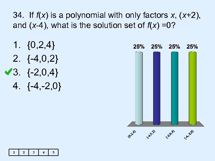 34. If f(x) is a polynomial with only factors x, (x+2), and (x-4), what