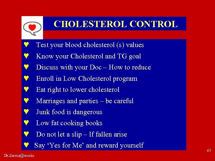 CHOLESTEROL CONTROL ♥ Test your blood cholesterol (s) values ♥ Know your Cholesterol and