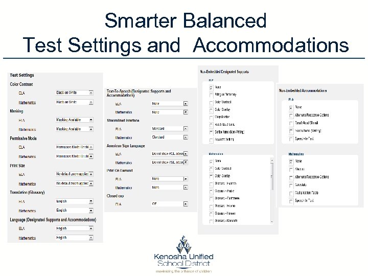 Smarter Balanced Test Settings and Accommodations 