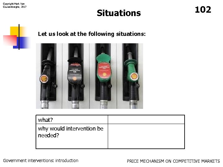 Copyright Mark Van Couwenberghe, 2017 Situations 102 Let us look at the following situations: