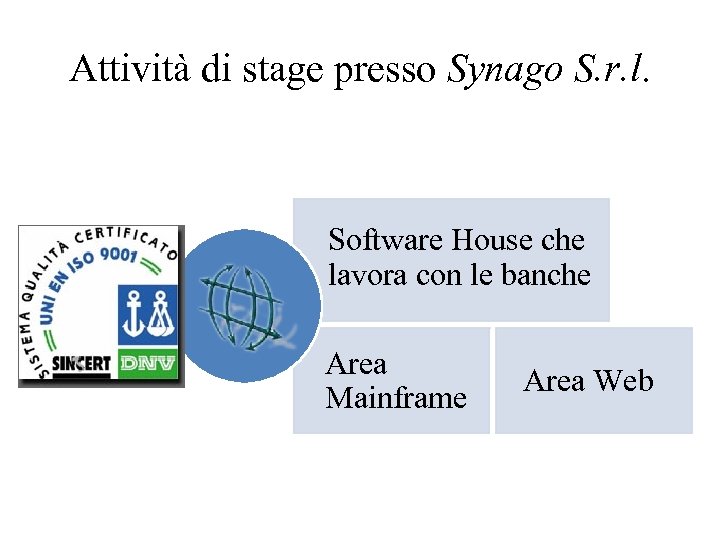 Attività di stage presso Synago S. r. l. Software House che lavora con le