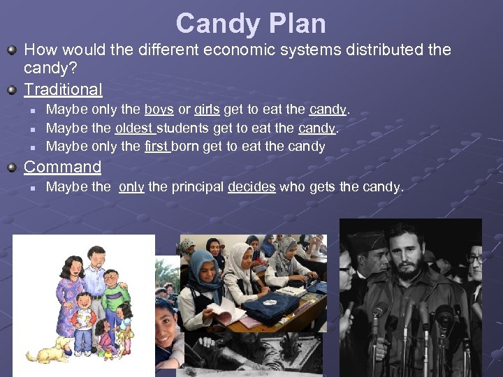 Candy Plan How would the different economic systems distributed the candy? Traditional n n