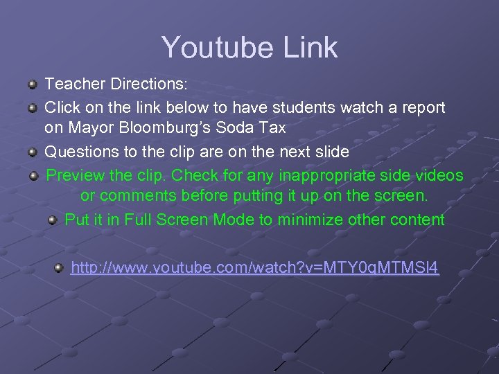 Youtube Link Teacher Directions: Click on the link below to have students watch a