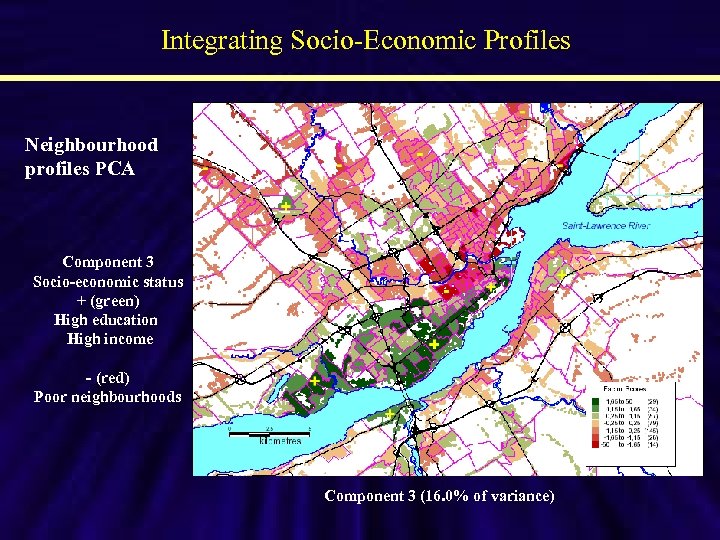 Integrating Socio-Economic Profiles Neighbourhood profiles PCA Component 3 Socio-economic status + (green) High education