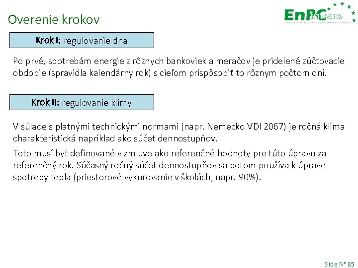 Overenie krokov Krok I: regulovanie dňa Po prvé, spotrebám energie z rôznych bankoviek a