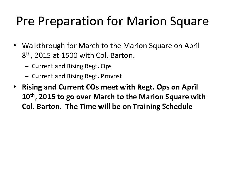 Pre Preparation for Marion Square • Walkthrough for March to the Marion Square on
