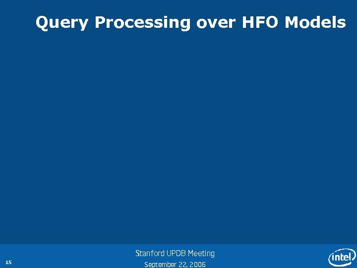 Query Processing over HFO Models Stanford UPDB Meeting 15 September 22, 2006 