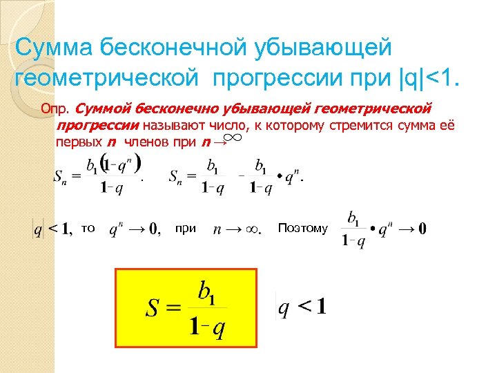 Бесконечно убывающая геометрическая прогрессия