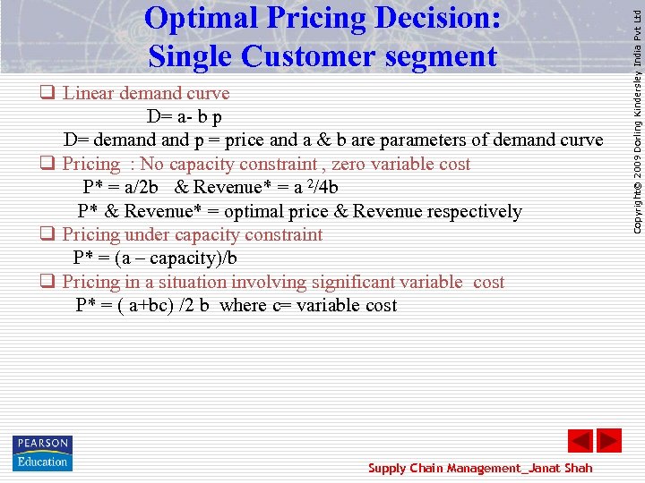 q Linear demand curve D= a- b p D= demand p = price and