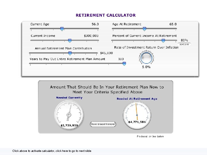 Click above to activate calculator, click here to go to next slide 