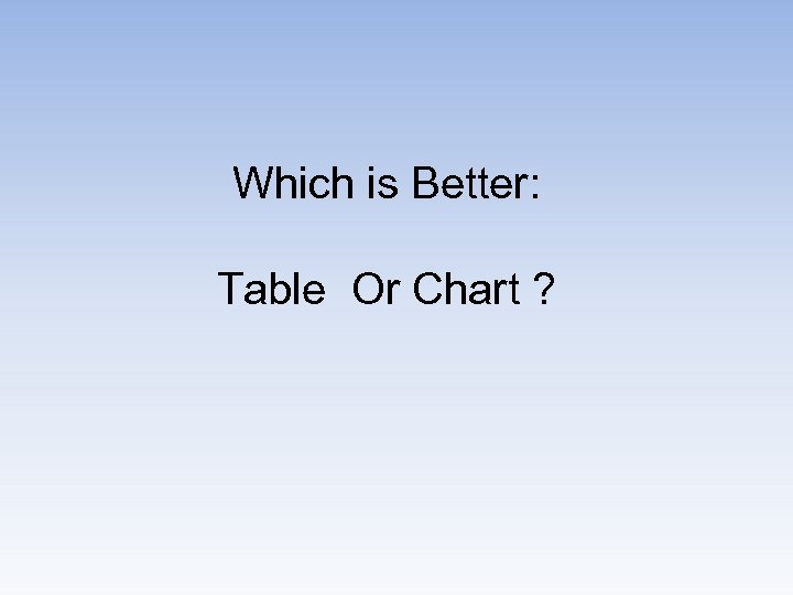 Which is Better: Table Or Chart ? 