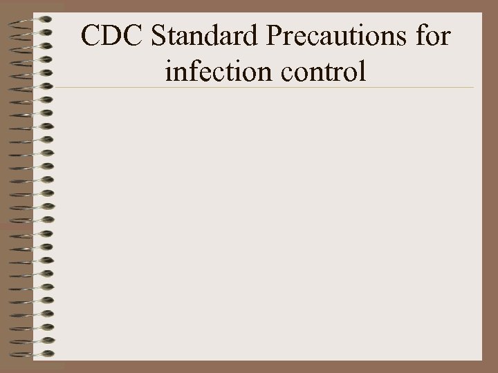CDC Standard Precautions for infection control 
