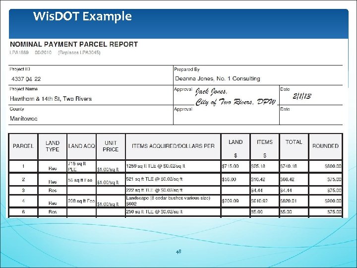 Wis. DOT Example 48 