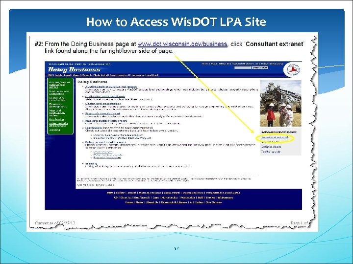 How to Access Wis. DOT LPA Site 52 