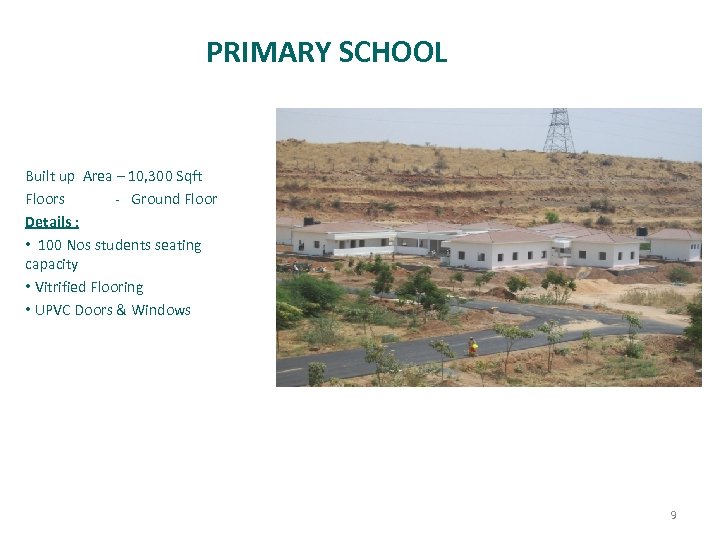 PRIMARY SCHOOL Built up Area – 10, 300 Sqft Floors - Ground Floor Details