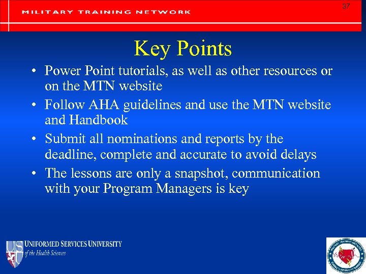 37 Key Points • Power Point tutorials, as well as other resources or on