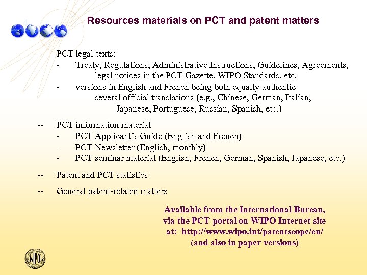 Resources materials on PCT and patent matters 4 -- PCT legal texts: Treaty, Regulations,