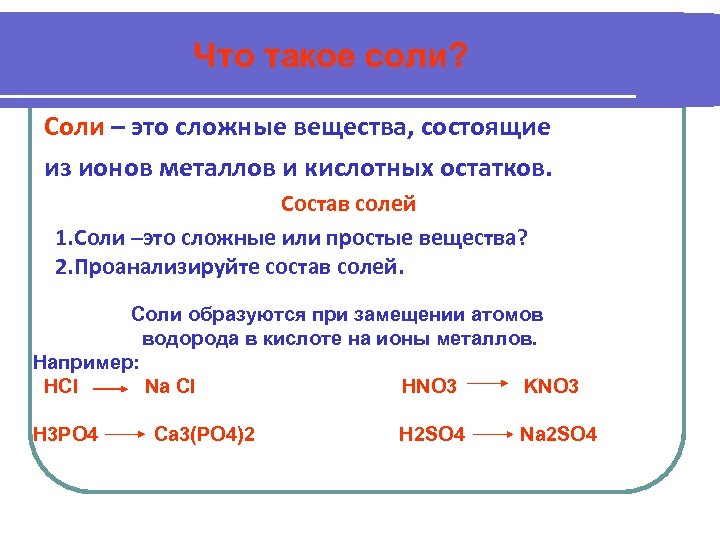 Понятие солей