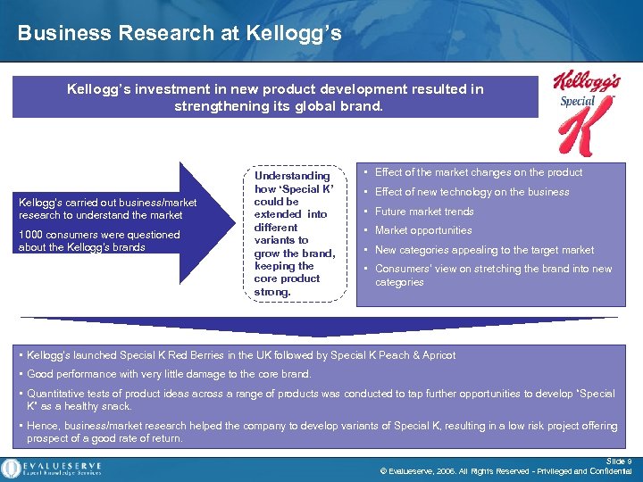 Business Research at Kellogg’s investment in new product development resulted in strengthening its global