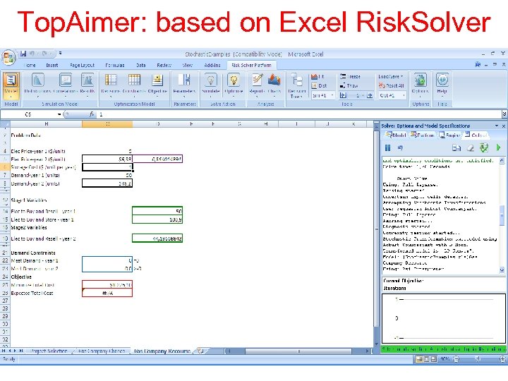 Top. Aimer: based on Excel Risk. Solver 
