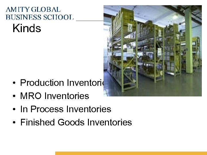 Bangalore Kinds 8 • • Production Inventories MRO Inventories In Process Inventories Finished Goods
